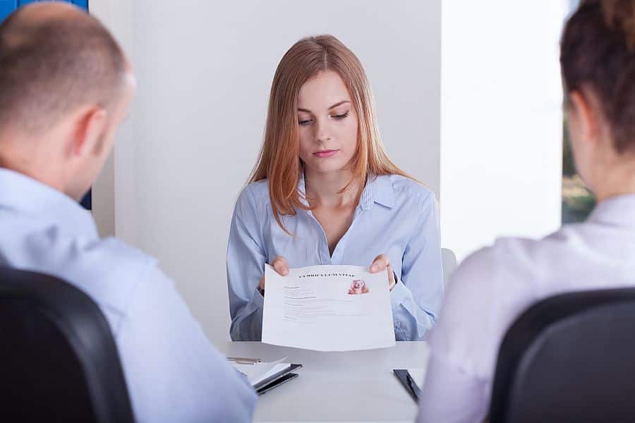 Na entrevista de emprego