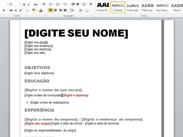 Curriculum: Qual fonte Utilizar